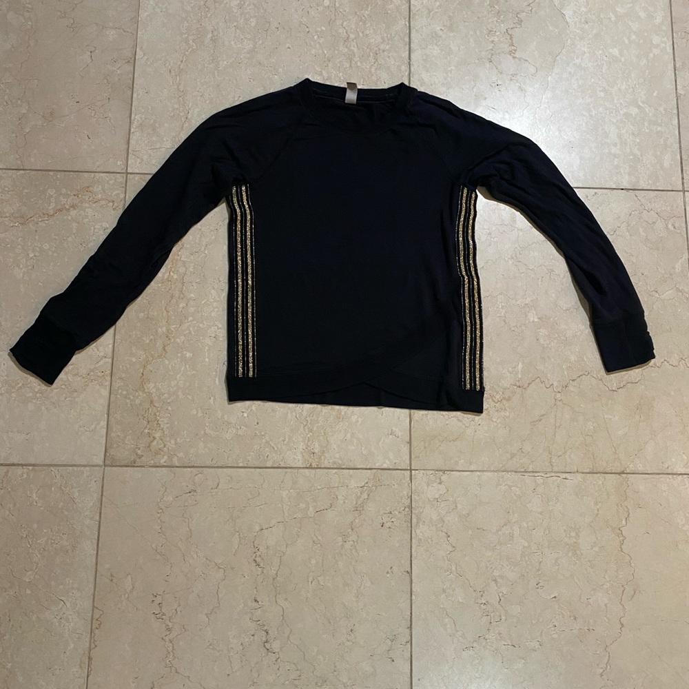 Athleta Girl Criss Cross My Heart Sweatshirt - L/12 - Black/Gold